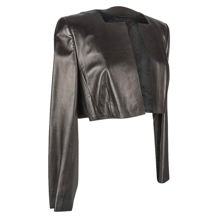 Akris Pant Suit Three (3) Piece Long Vest Supple Leather Bolero Jacket ...