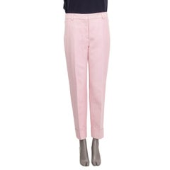 AKRIS pink cotton & silk 2021 CUFFED DOUBLE FACE Pants 38 M
