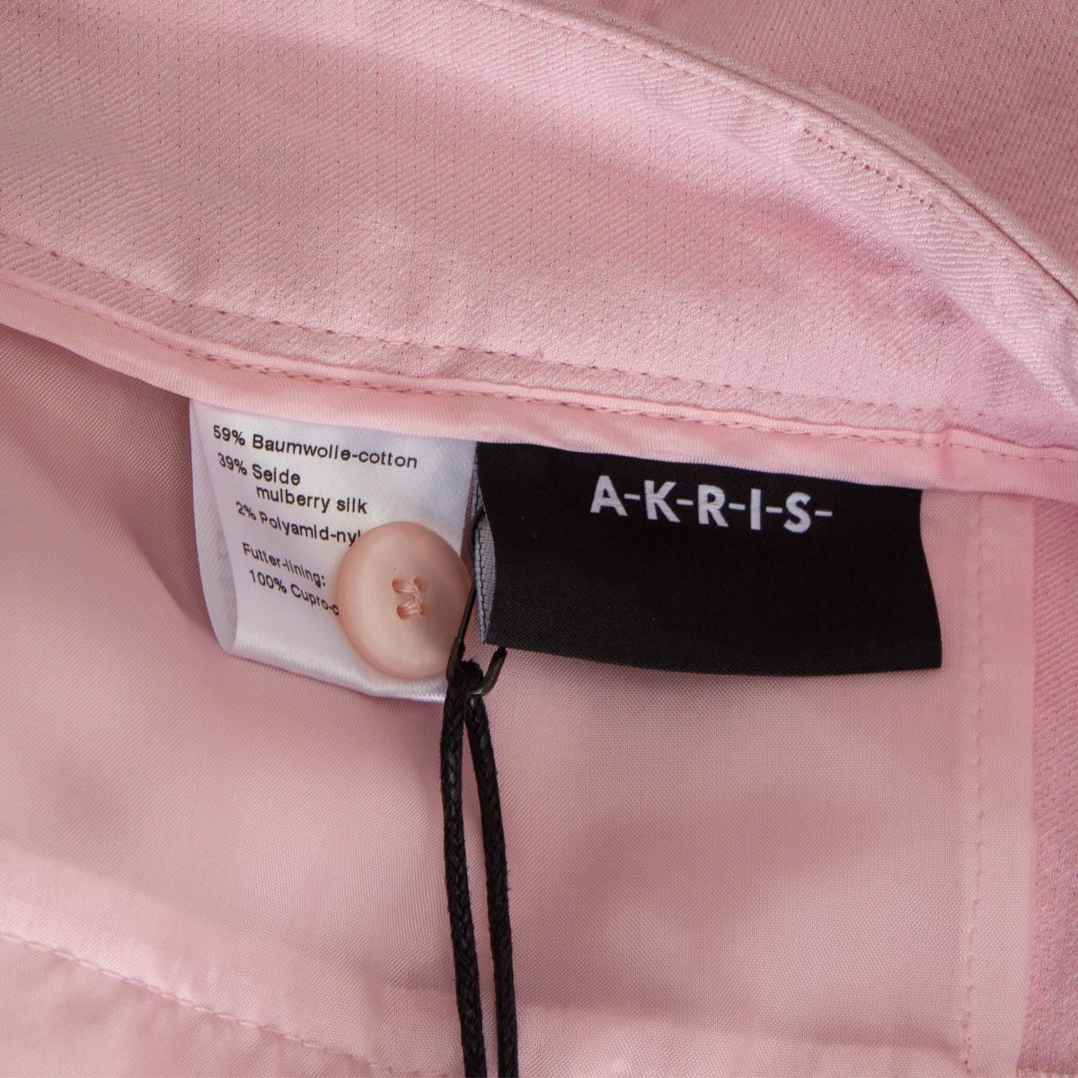 AKRIS pink cotton & silk 2021 CUFFED DOUBLE FACE Pants 38 M For Sale 1