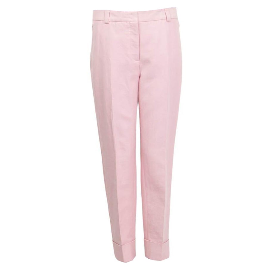 AKRIS, pantaloni rosa in cotone e seta 2021 a doppia faccia, 38 M