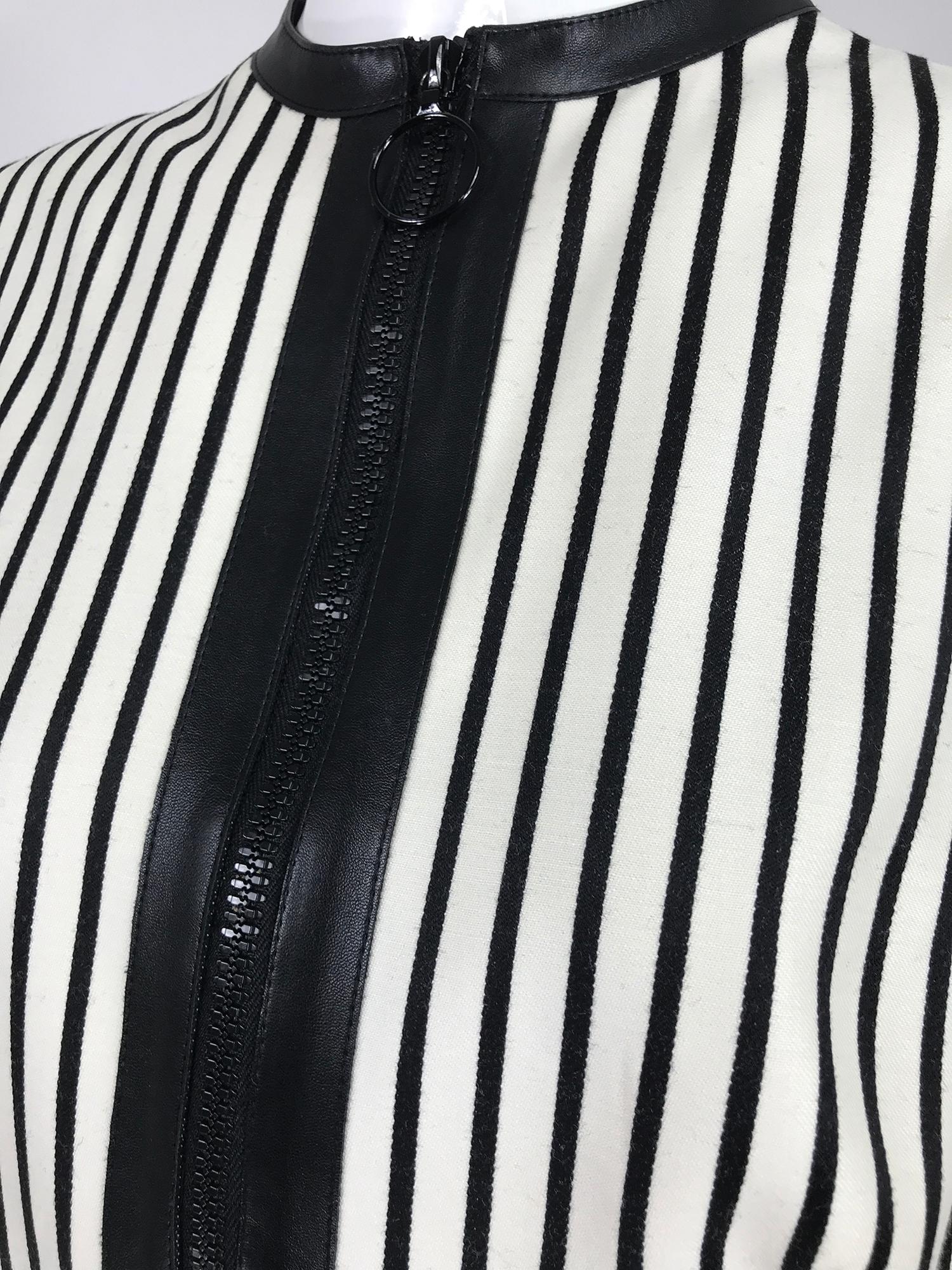 Akris Punto Black and White Stripe Zipper Front Tunic 1