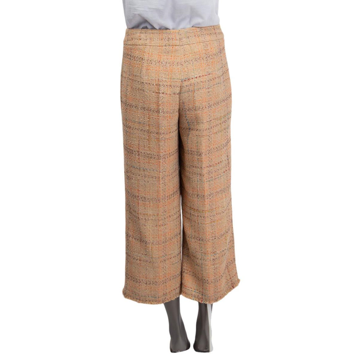 AKRIS PUNTO camel and multicolor cotton CROPPED WIDE LEG Pants 38 M For  Sale at 1stDibs