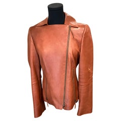 Akris Punto Caramel Leather Jacket Size US 8