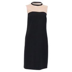 Akris Punto Color-Blocked Mini Shift Dress in Black and Beige Wool