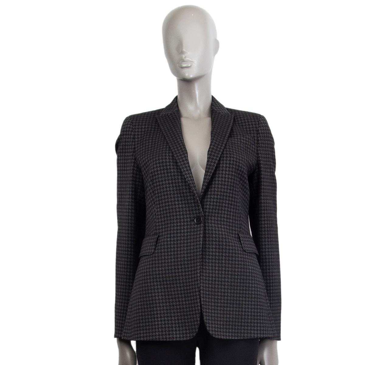 Black AKRIS PUNTO grey & black wool blend HOUNDSTOOTH Blazer Jacket 36 S