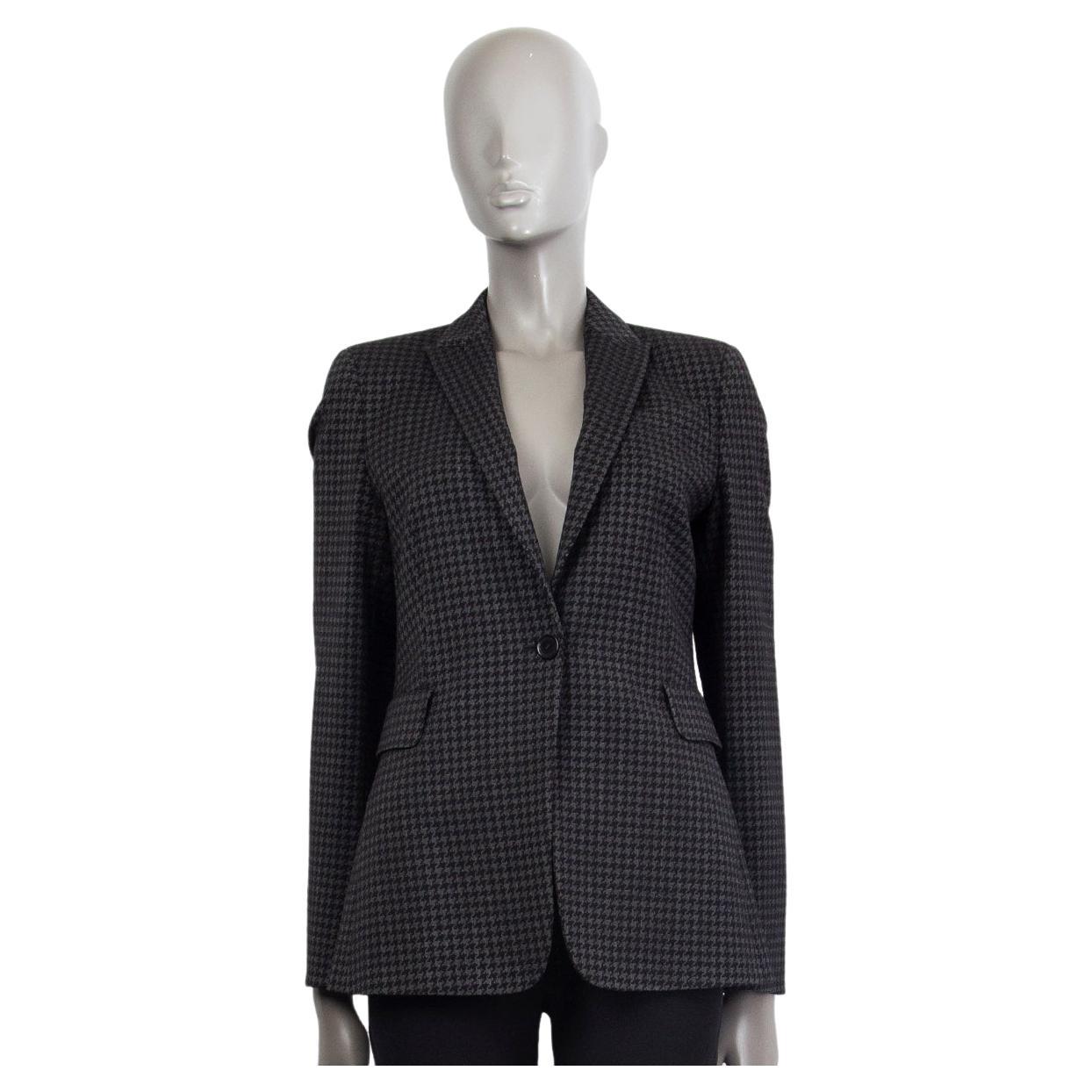 AKRIS PUNTO grey & black wool blend HOUNDSTOOTH Blazer Jacket 36 S