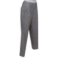 AKRIS PUNTO Graue Hose mit geradem Bein aus Wolle und plissierten Taschen mit Reißverschluss Gr. US 10 F 42