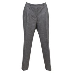 AKRIS PUNTO Pantalon gris à jambes droites et poches plissées en laine avec fermeture éclair Taille US 10 F 42