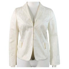 AKRIS PUNTO Marked FR 46 Cream Cotton Blend Scribble Stitch Blazer