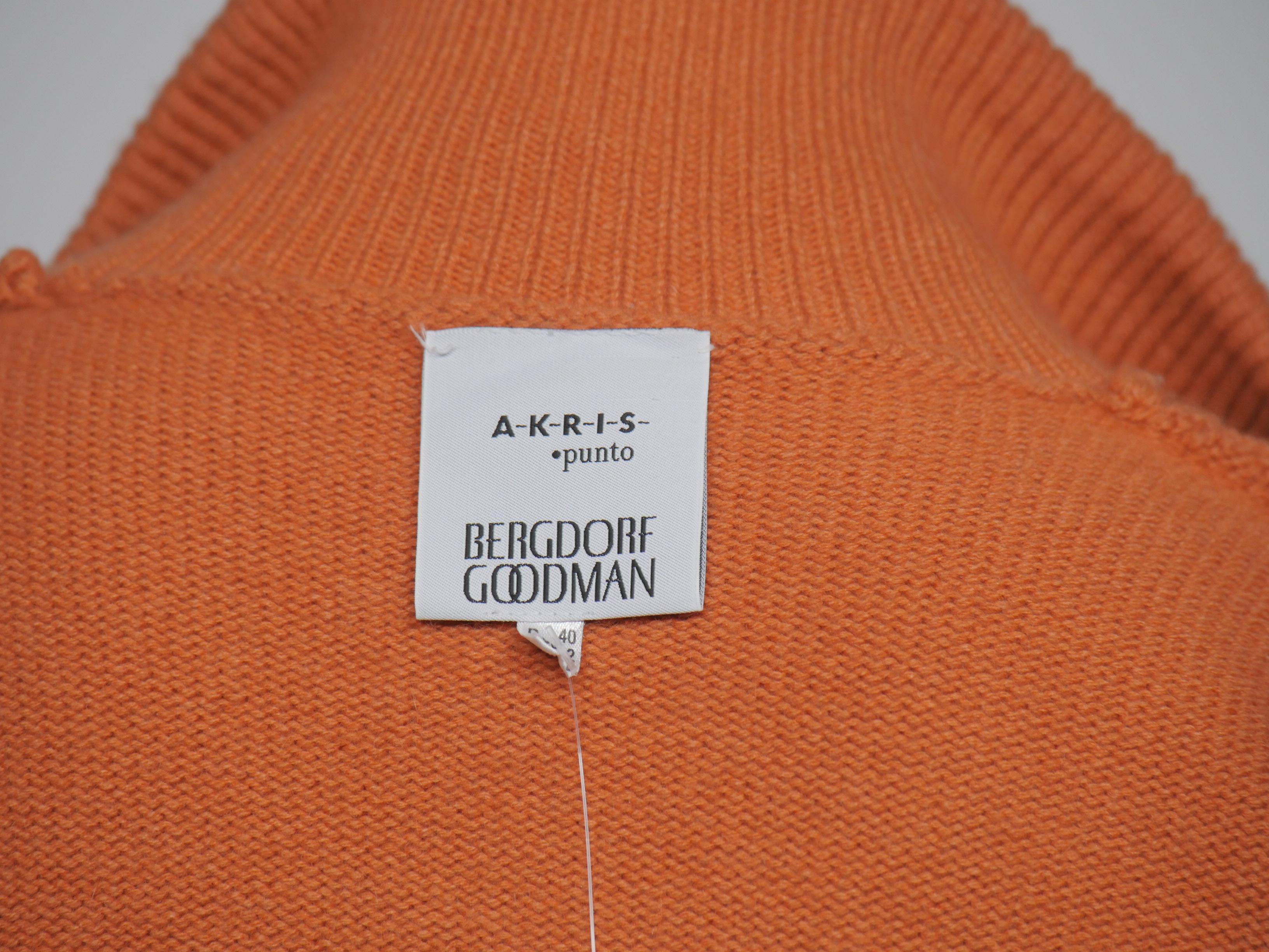 Akris Punto Size 10 Orange Wool Button Down Turtle Neck Sweater 5