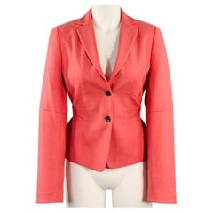 Giacca blazer AKRIS PUNTO taglia 8 in twill di lana e cashmere rosa, con vita stretta