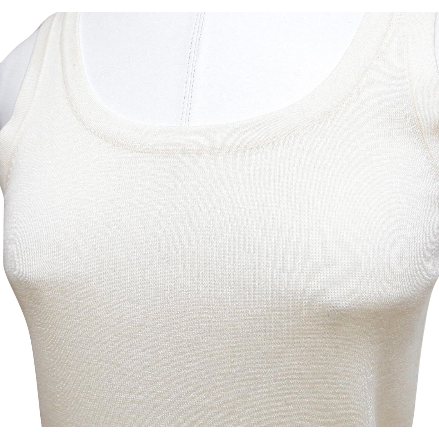 Women's AKRIS PUNTO Sleeveless Top Sweater Knit Shirt Shell Wool Cream Sz 8 40 BNWT For Sale