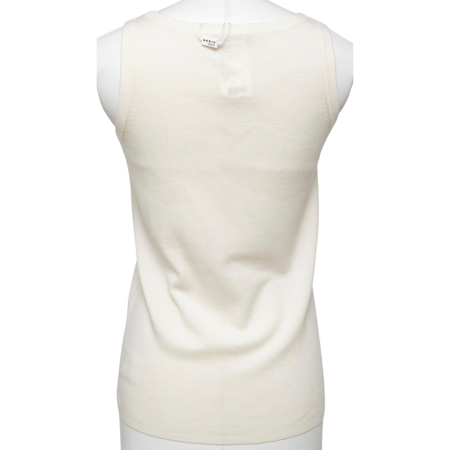 AKRIS PUNTO Sleeveless Top Sweater Knit Shirt Shell Wool Cream Sz 8 40 BNWT For Sale 2