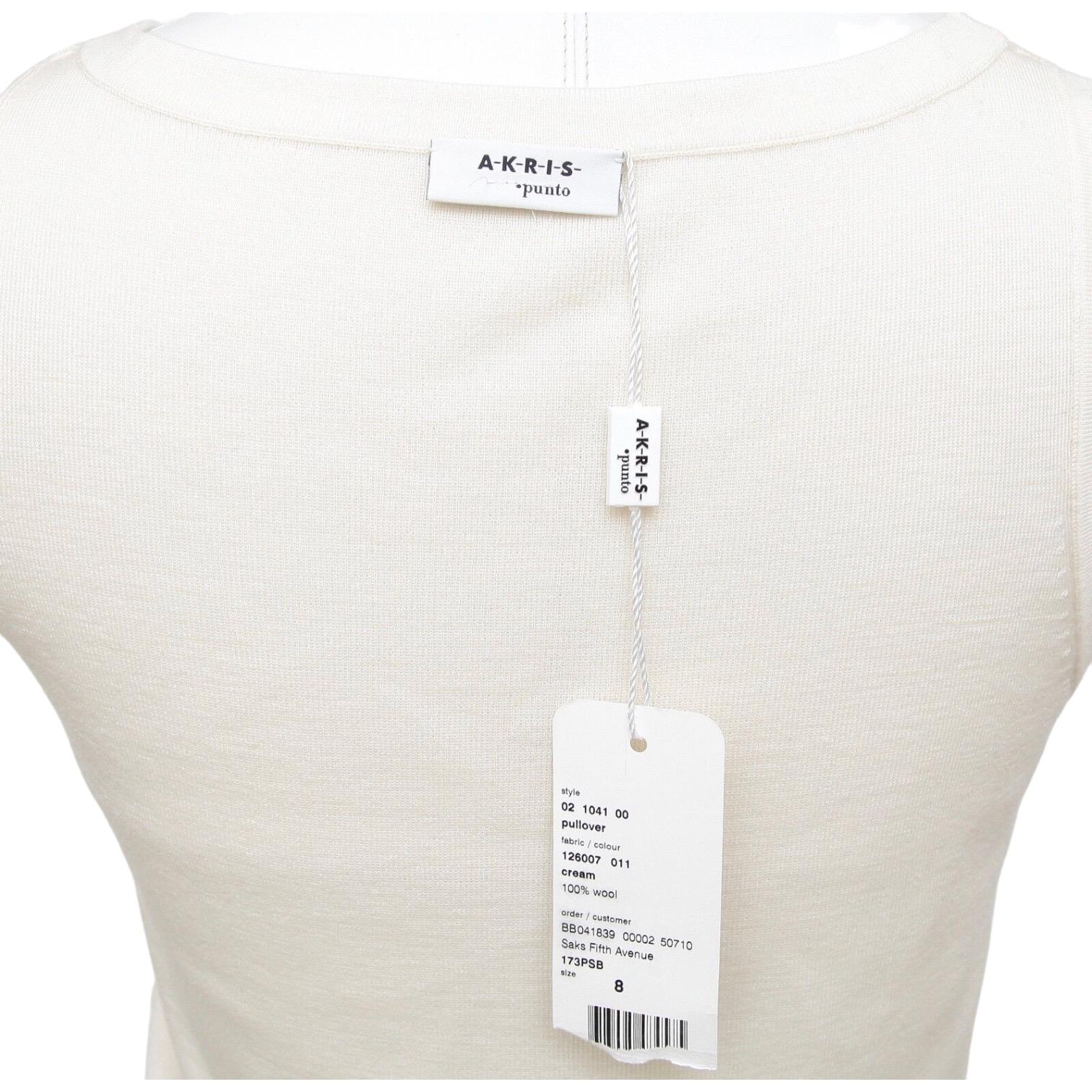 AKRIS PUNTO Sleeveless Top Sweater Knit Shirt Shell Wool Cream Sz 8 40 BNWT For Sale 3