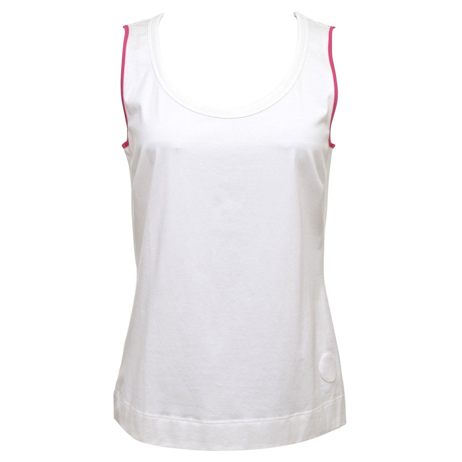 AKRIS PUNTO White Top Cotton Blouse Dress Shirt Magenta Sleeveless Shell 10 For Sale