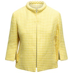 Akris Punto Yellow & White Checkered Three-Quarter Sleeve Jacket