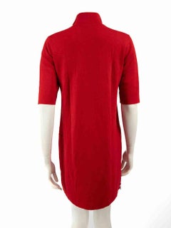 Akris Red Cashmere Half Zip Knit Dress Size M