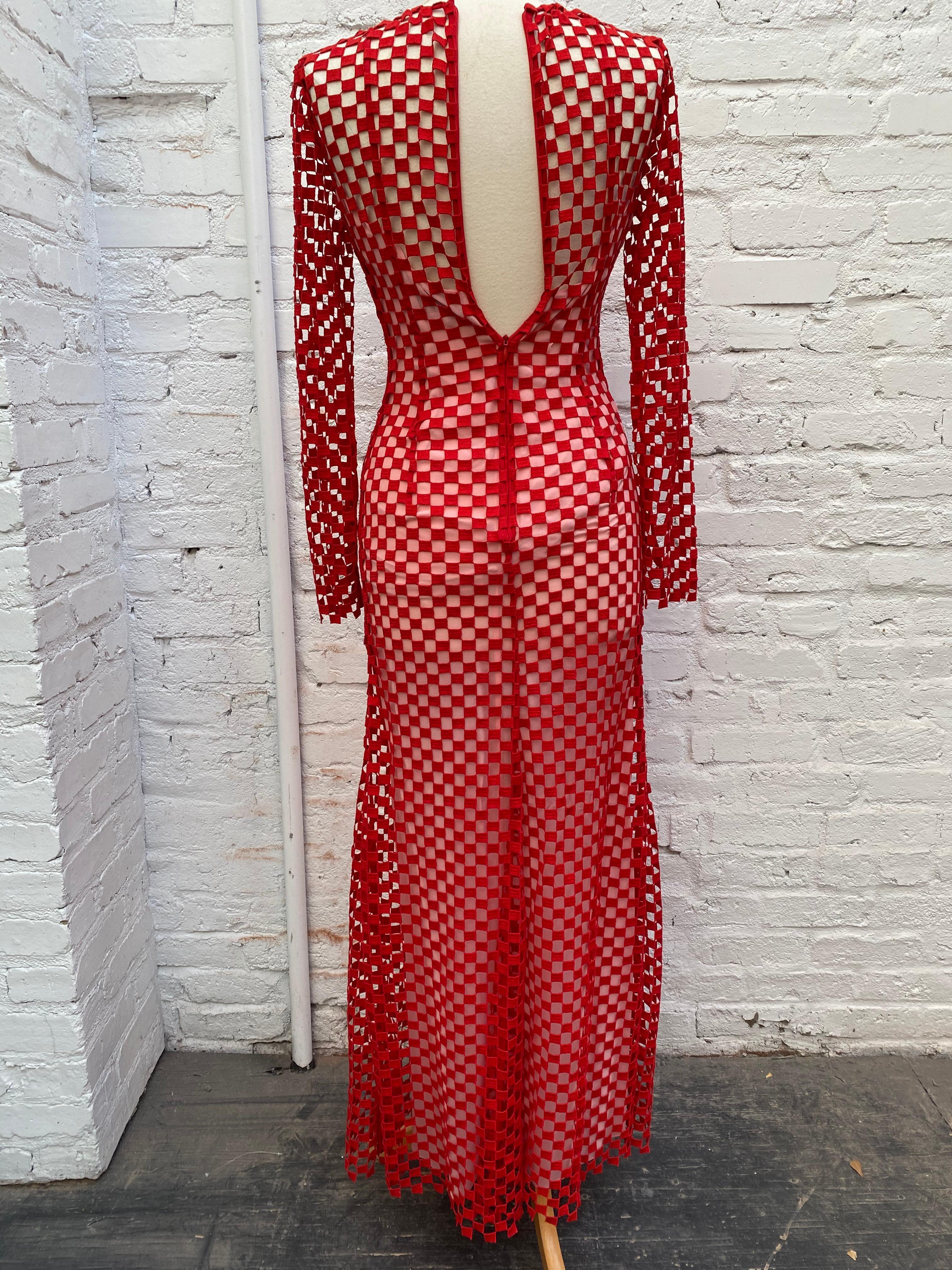 crochet dress red