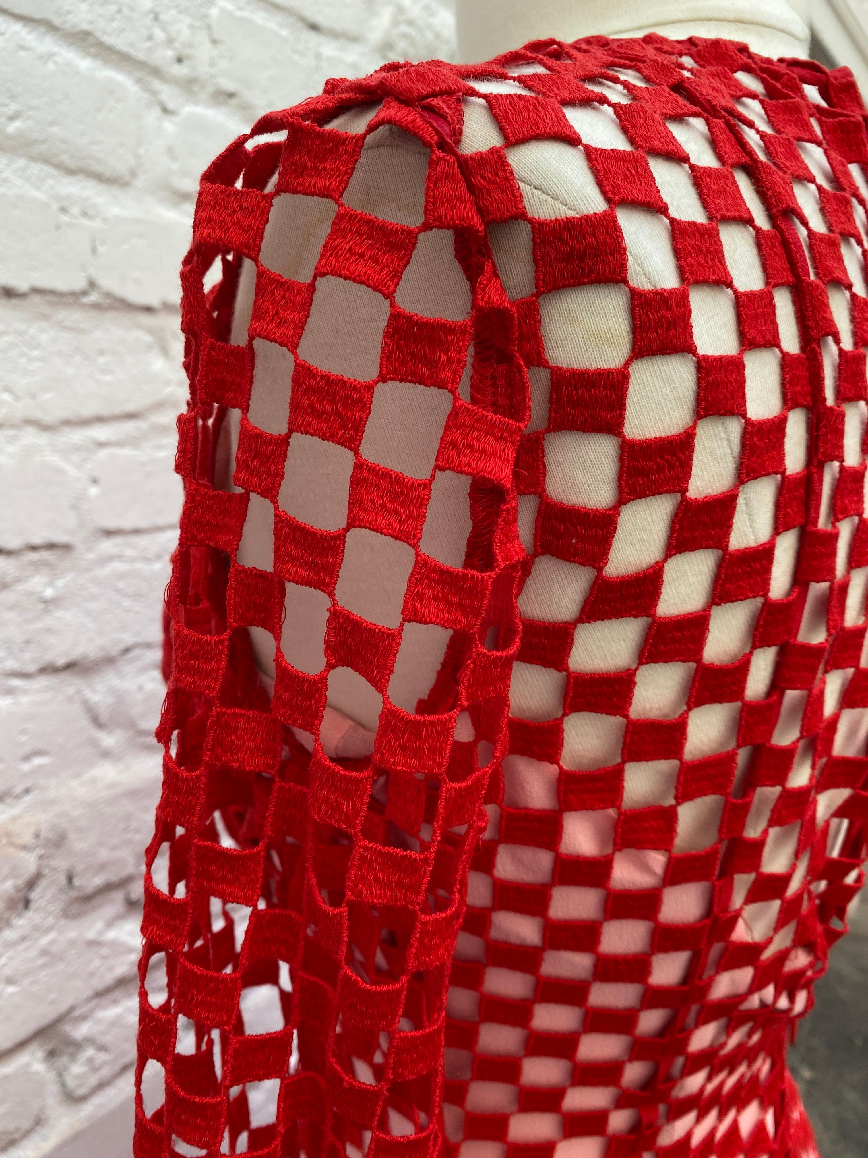 Women's or Men's Akris Red Crochet Dress