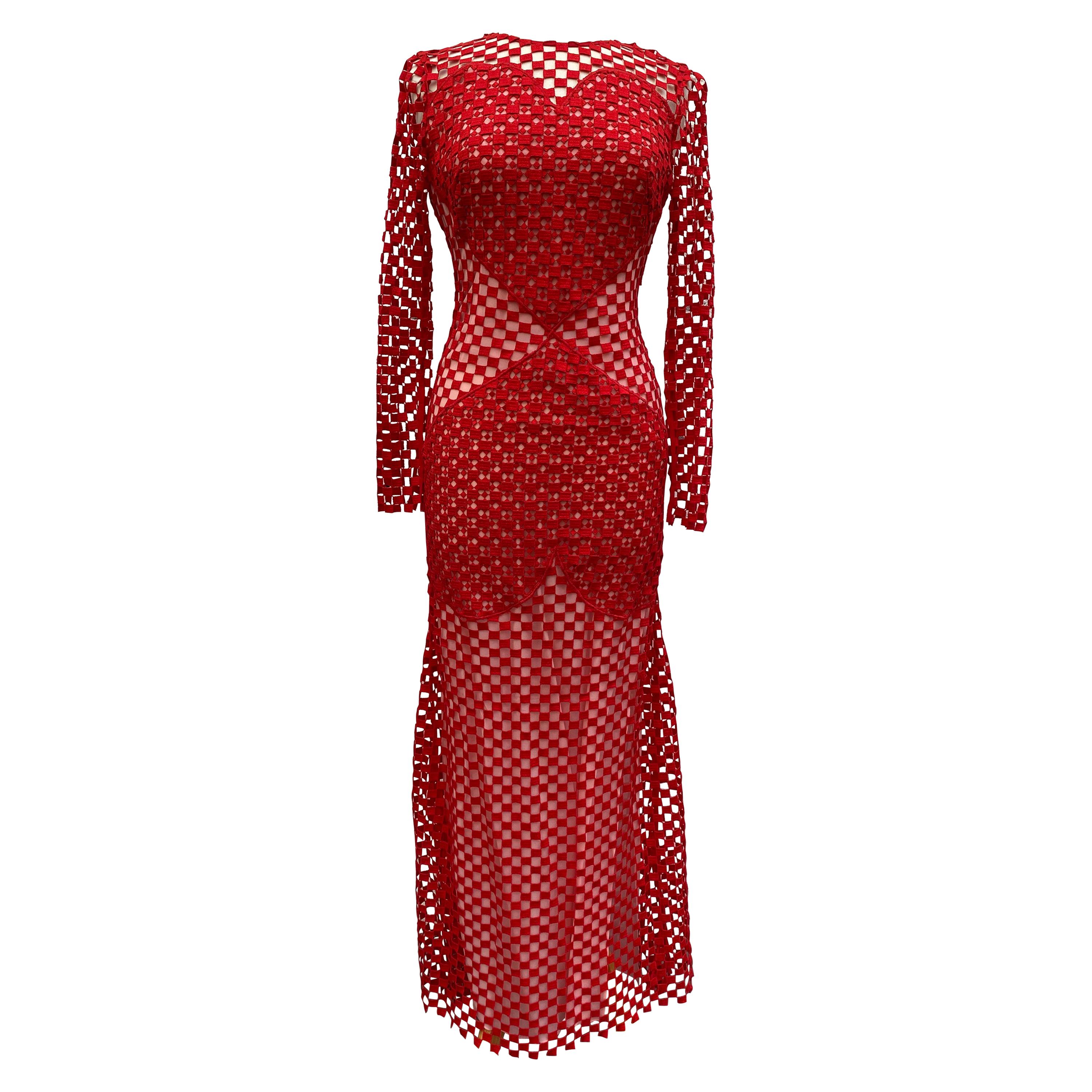 Akris Red Crochet Dress