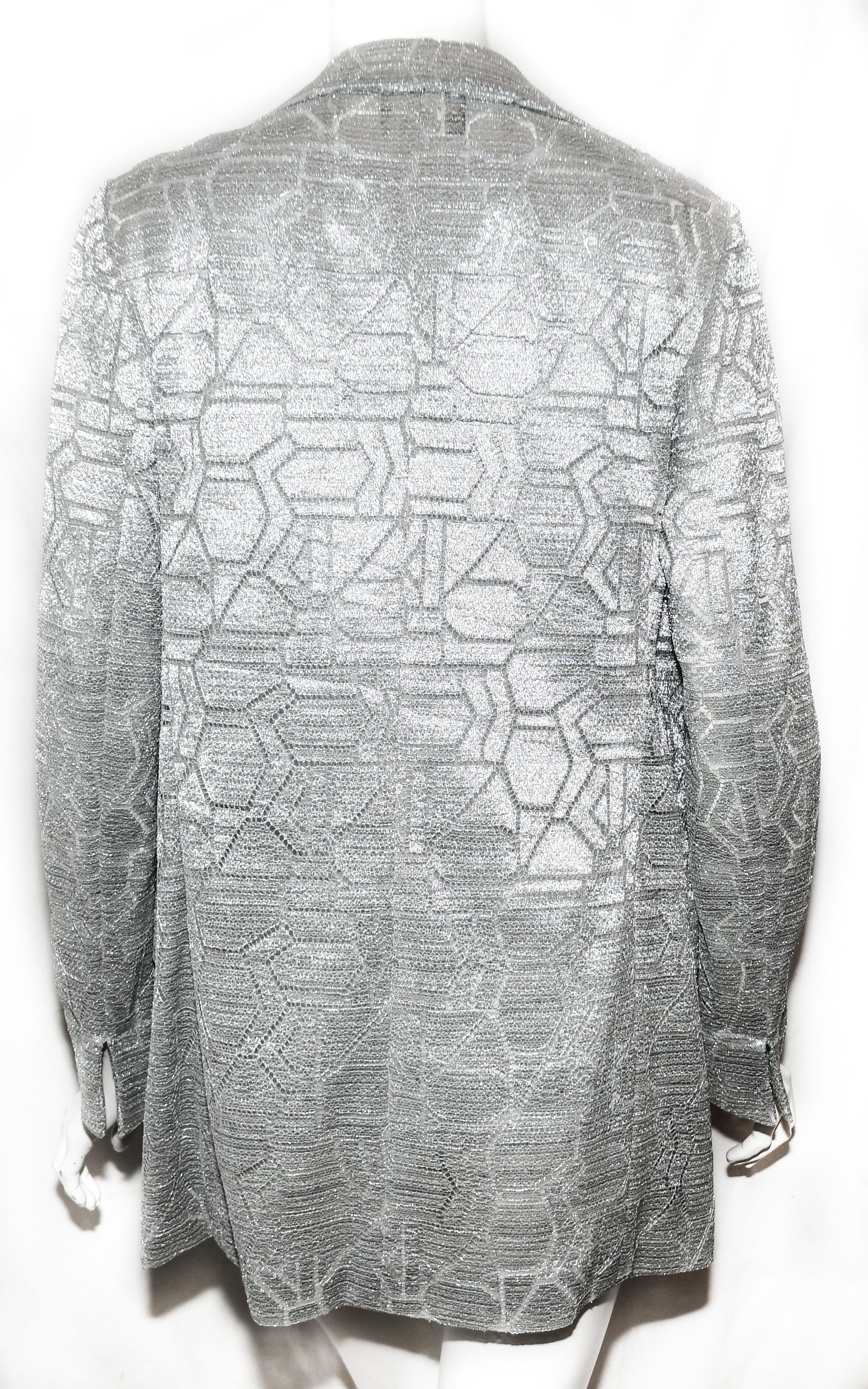 Akris Silver Tone Abstract Lace  Design Jacket In Excellent Condition For Sale In Palm Beach, FL