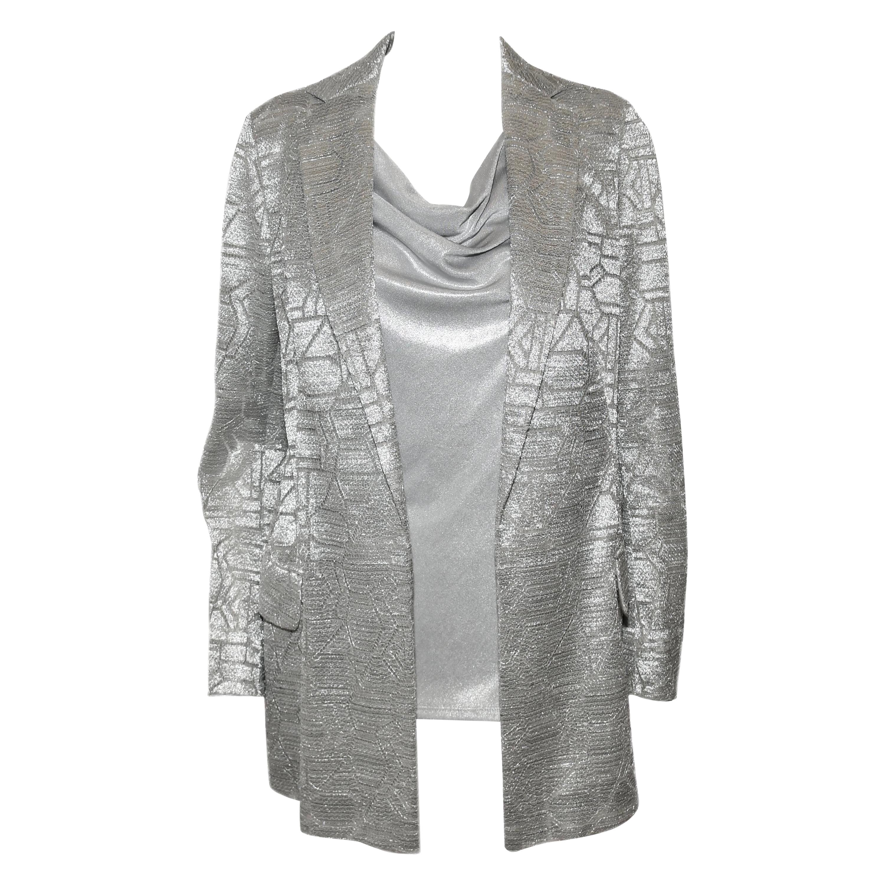 Akris Silver Tone Abstract Lace  Design Jacket For Sale