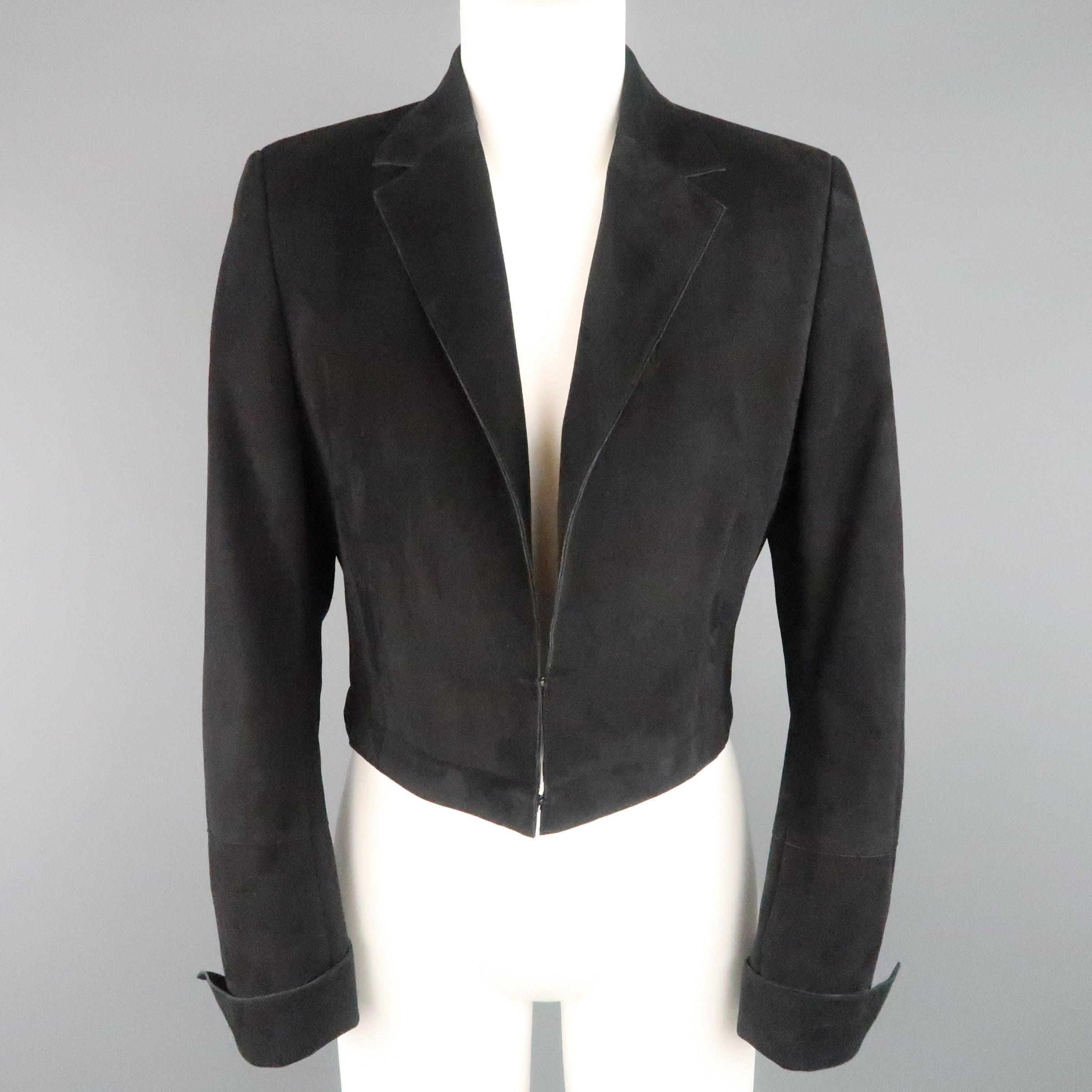 AKRIS Size 10 Black Suede & Wool Zip Off Sport Coat Jacket For Sale 3