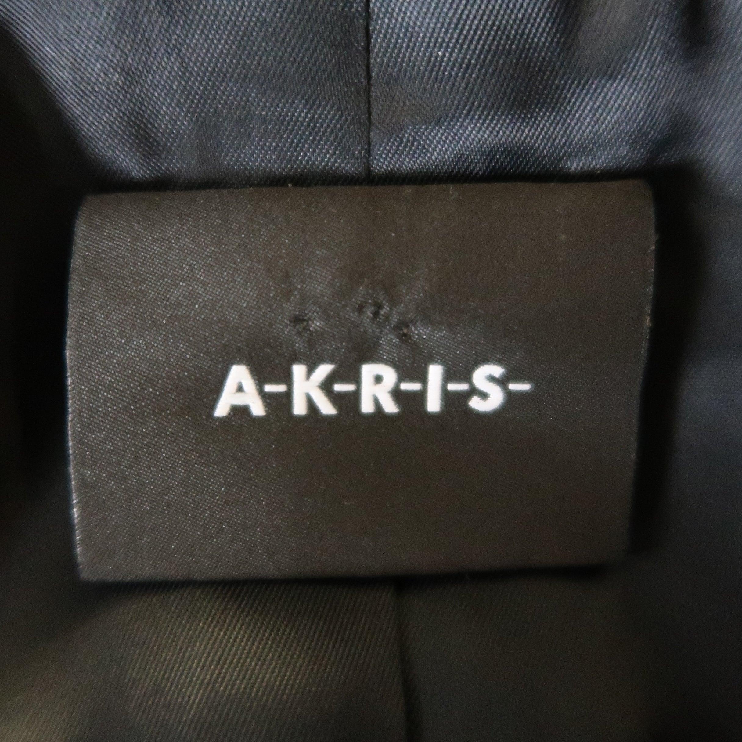 AKRIS Size 10 Black Suede & Wool Zip Off Sport Coat Jacket 4