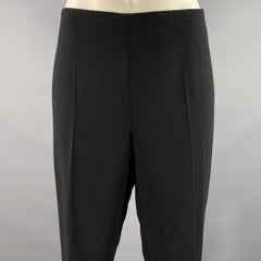 Pantalones ajustados AKRIS, talla 10, de lana y poliamida, negros, con cremallera lateral