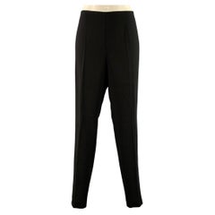 Pantalones ajustados AKRIS, talla 10, de lana y poliamida, negros, con cremallera lateral