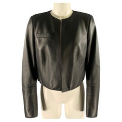 Chaqueta corta de cuero negro AKRIS, talla 12