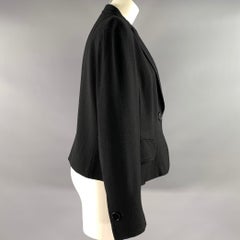 AKRIS, talla 12, lana negra  Chaqueta de elastano con un solo botón