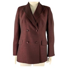 AKRIS, talla 12, lana burdeos  Chaqueta brillante de poliéster
