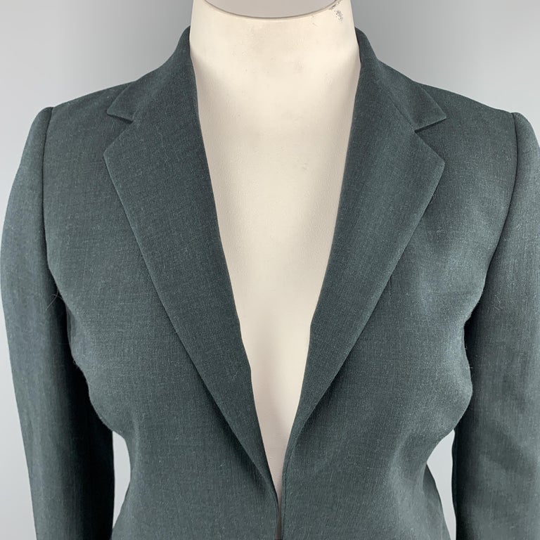 AKRIS Size 12 Forest Green Wool Zip Off Sport Coat Blazer Jacket For ...