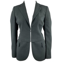AKRIS Size 12 Forest Green Wool Zip Off Sport Coat Blazer Jacket
