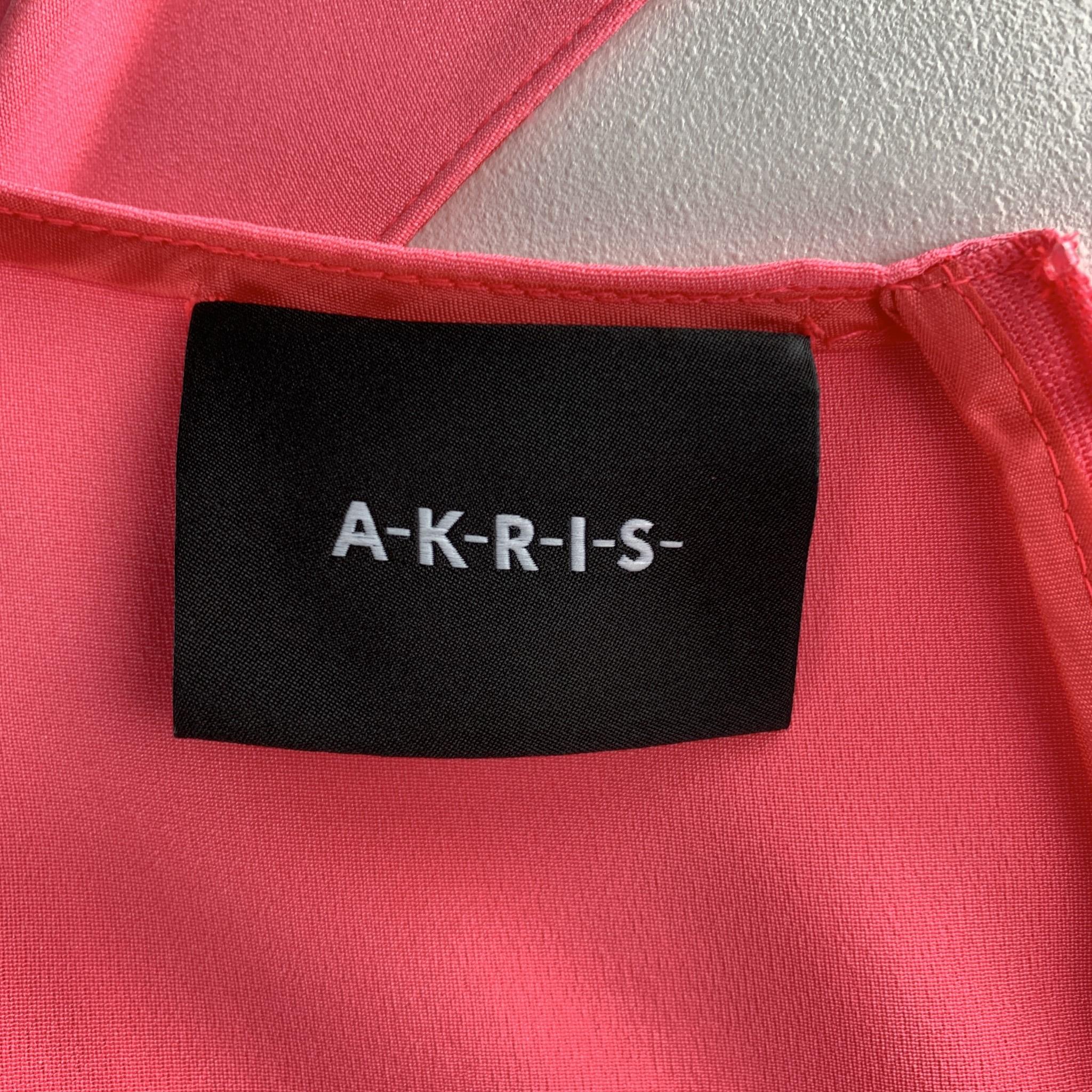 Women's AKRIS Size 12 Pink Silk Chiffon Sleeveless Side Pleat Shift Dress