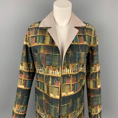 AKRIS Size 4 Multi-Color Cotton / Polyamide Reversible Open Front Theatre Coat