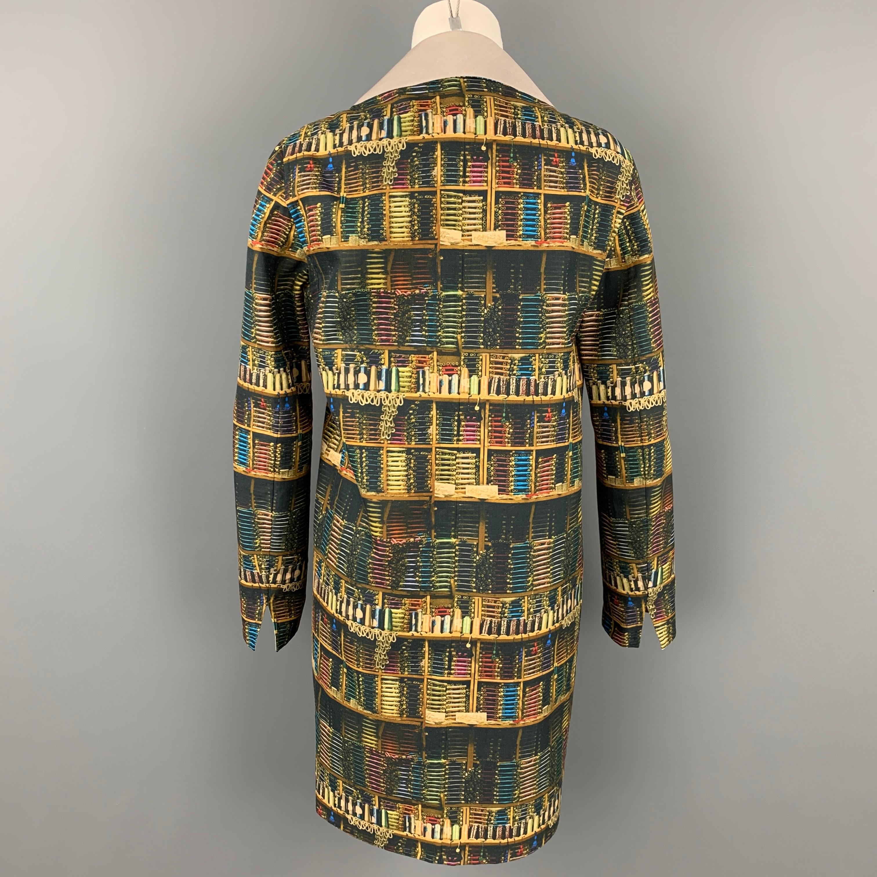AKRIS Size 4 Multi-Color Cotton / Polyamide Reversible Open Front Theatre Coat In New Condition In San Francisco, CA