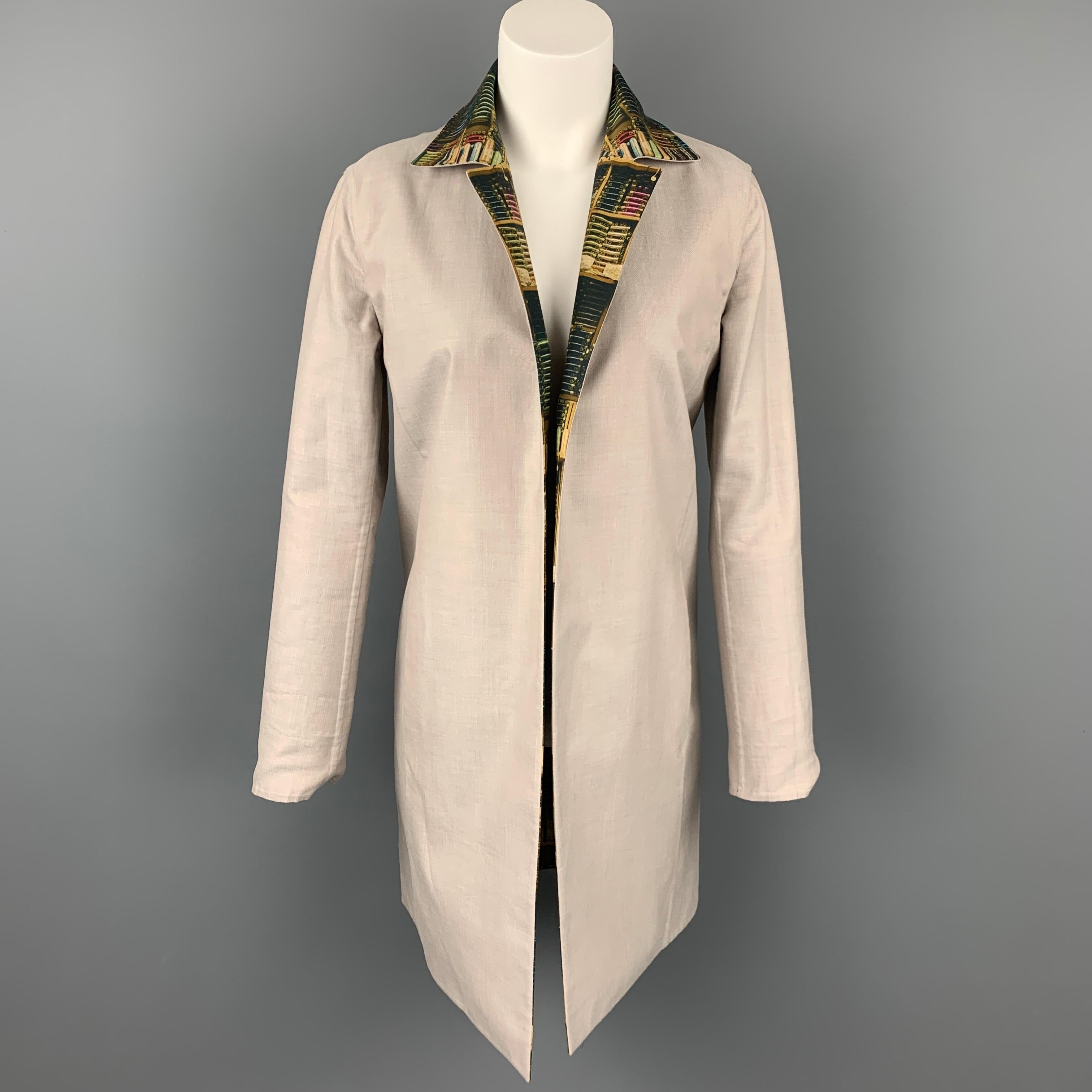 Women's AKRIS Size 4 Multi-Color Cotton / Polyamide Reversible Open Front Theatre Coat