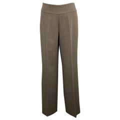 AKRIS Size 4 Olive Wool / Nylon High Waisted Wide Leg Dress Pants