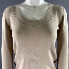 Jersey de cuello redondo acanalado de mezcla de cachemira en color beige, talla 6, de AKRIS