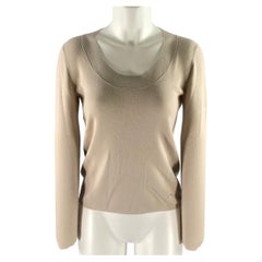 Jersey de cuello redondo acanalado de mezcla de cachemira en color beige, talla 6, de AKRIS