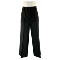 Pantalones de vestir de poliéster negros de AKRIS, talla 6, de corte ancho