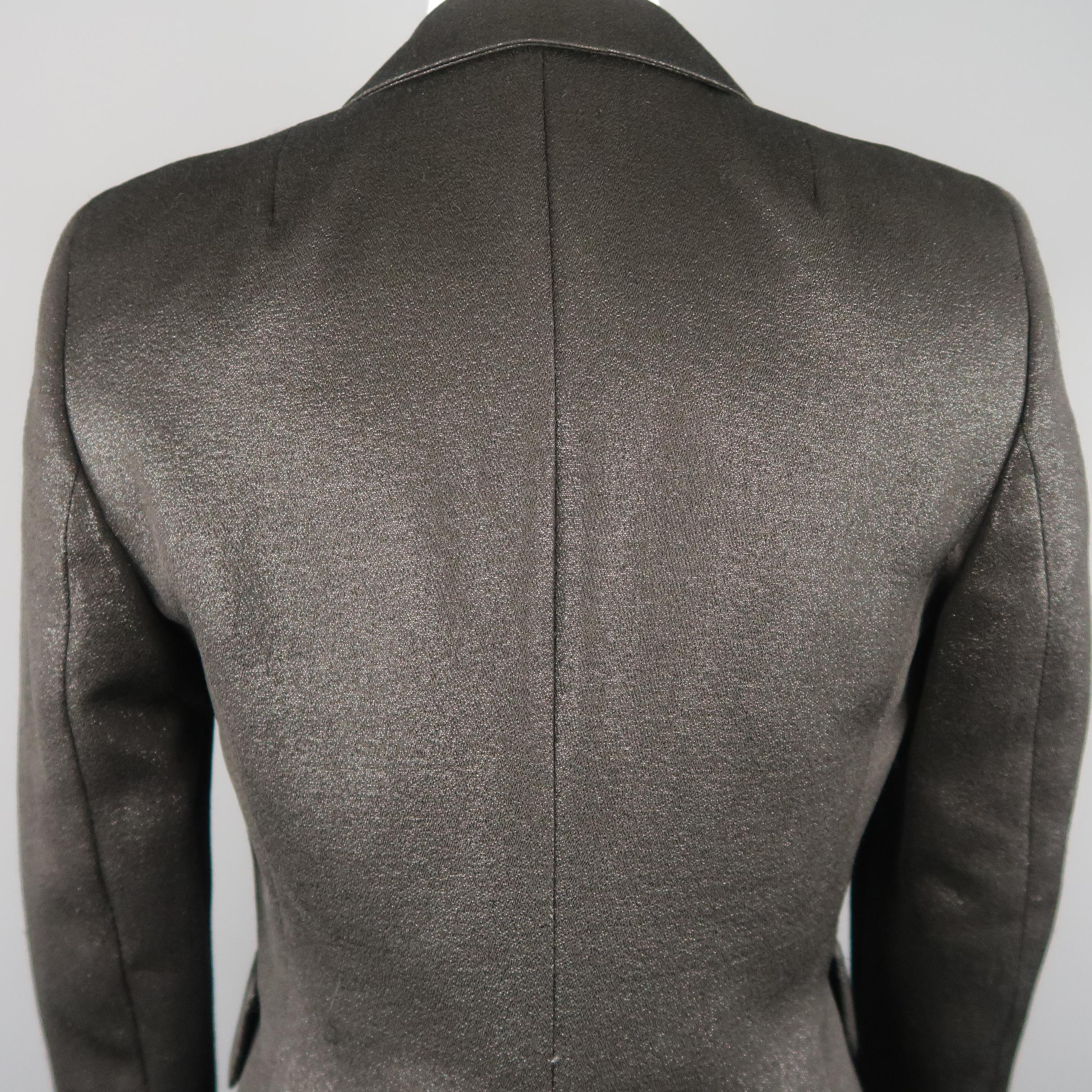 AKRIS Size 6 Black Sparkle Fabric Twill Peak Lapel Tuxedo Jacket 1