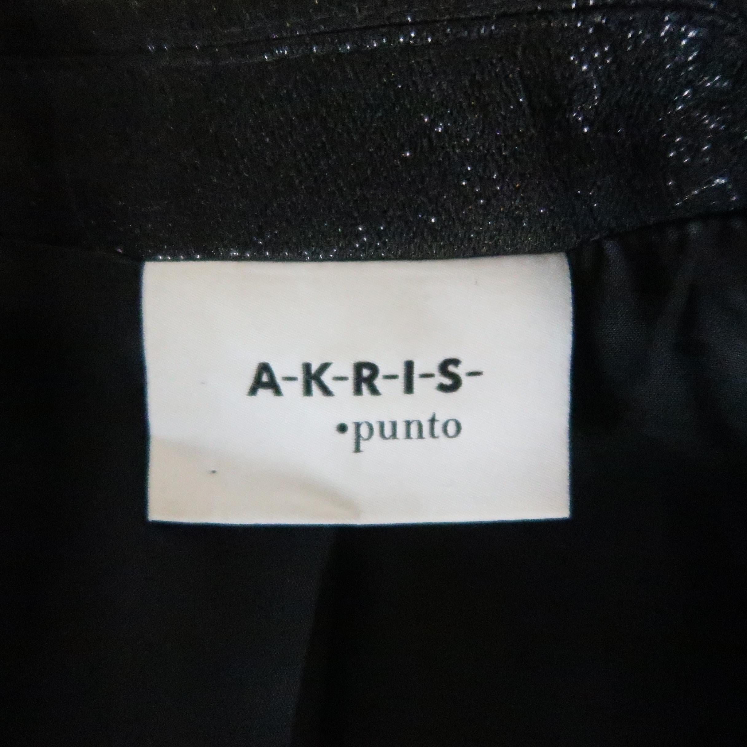 AKRIS Size 6 Black Sparkle Fabric Twill Peak Lapel Tuxedo Jacket 3