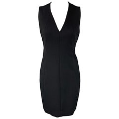 AKRIS Size 6 Black Wool / Nylon V-Neck Shift Dress