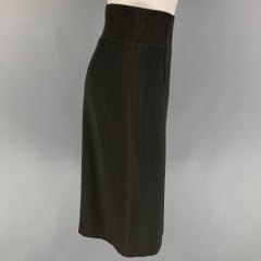 AKRIS Size 6 Charcoal Acetate / Viscose Pencil Mid-Calf Skirt