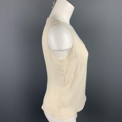 AKRIS Size 6 Cream Chiffon Silk Sleeveless Blouse