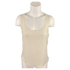 AKRIS Größe 6 Cremefarbene ärmellose Bluse aus Chiffon