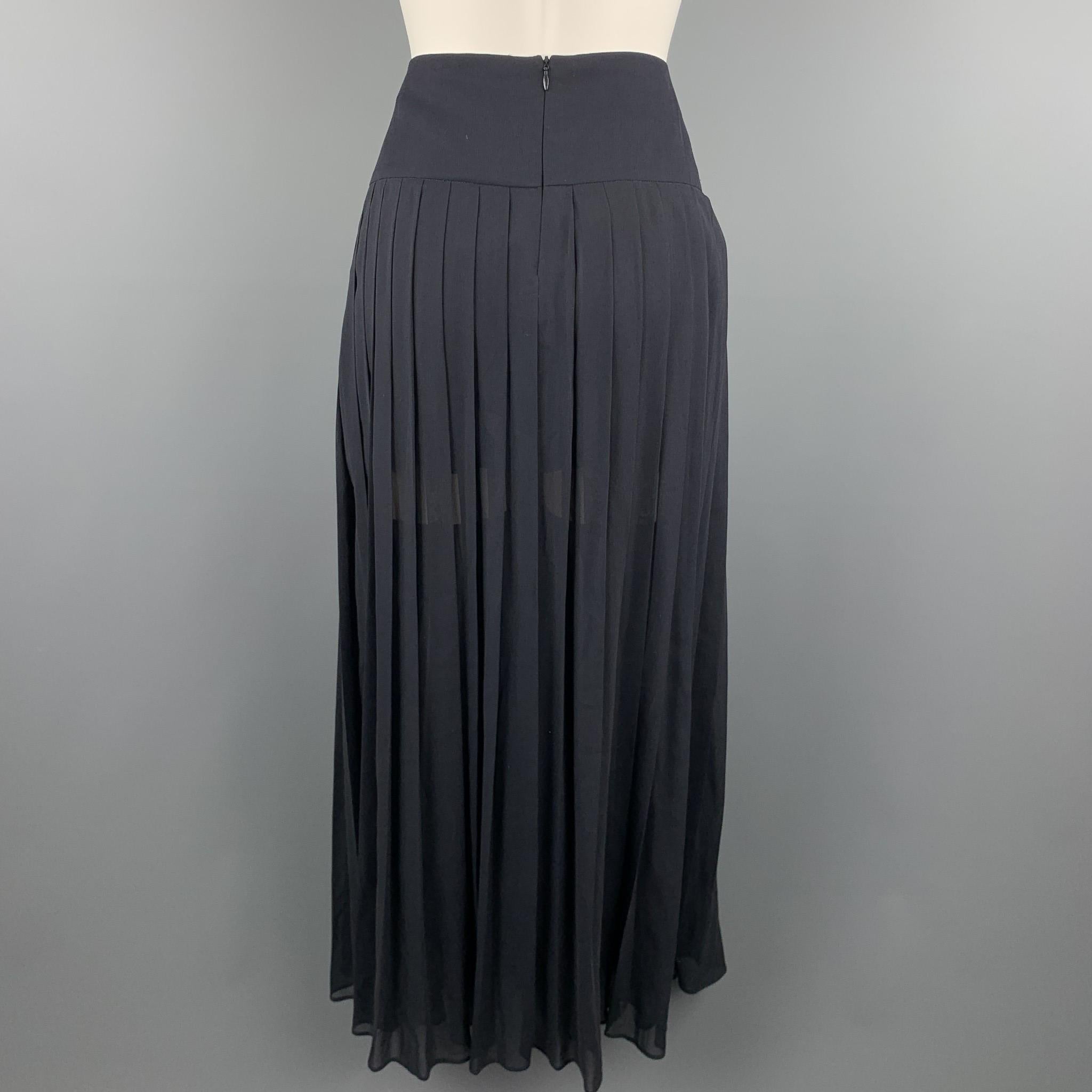 navy blue pleated maxi skirt